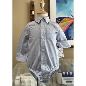 New baby B'gosh Anchor Print Soft Poplin 100% Cotton Button Down Bodysuit